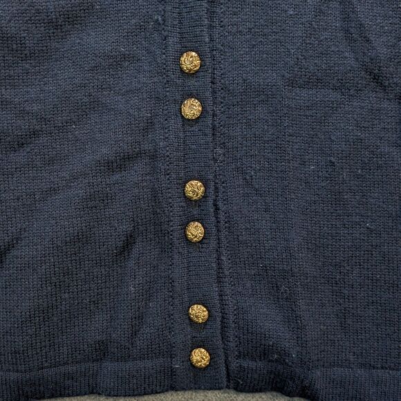 Vintage Koret Cardigan Women's Large Navy Argyle Preppy Academia Wool - Picture 8 of 11